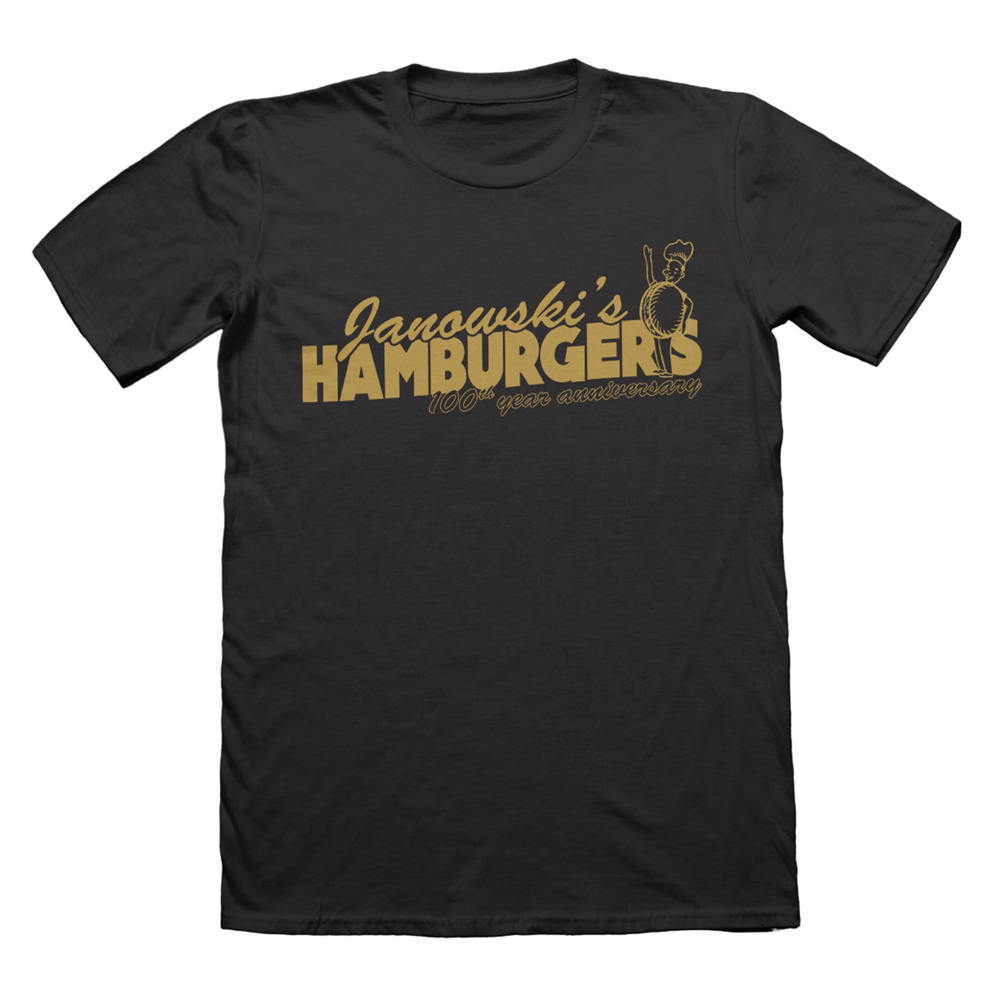 Janowski's Hamburgers 100th Year Anniversary Black Short Sleeve T-shirt